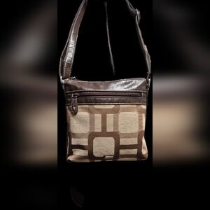 Nine West Chocolate and Beige Crossbody Bag